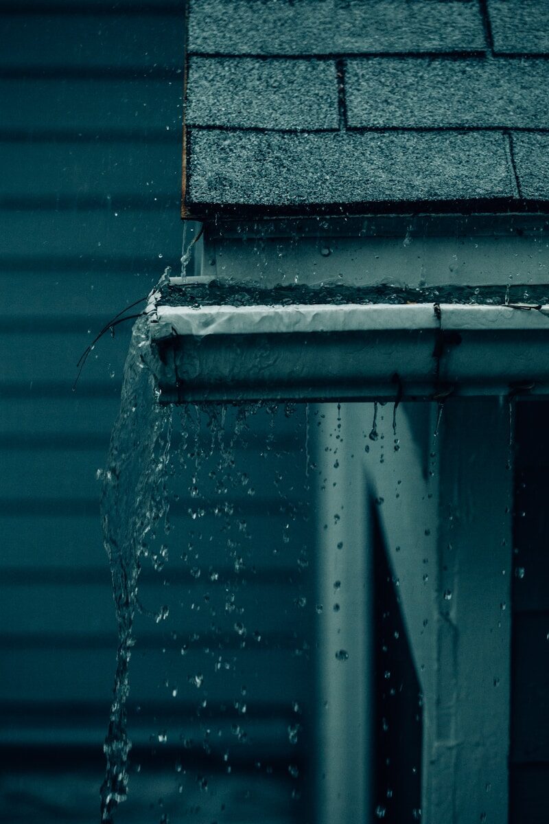 water falling from the roof